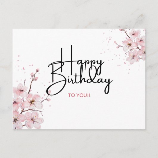 Floral Happy Birthday Briefkaart (Voorkant)