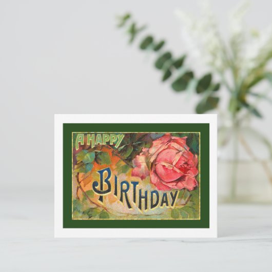 Floral Happy Birthday Briefkaart (Staand voorkant)