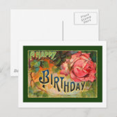  Floral Happy Birthday Briefkaart (Voorkant / Achterkant)