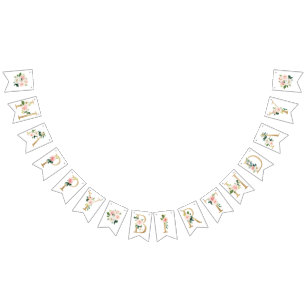Floral Happy Birthday Bunting Flags, Banner
