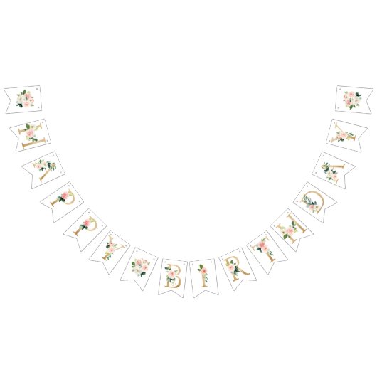Floral Happy Birthday Bunting Flags, Banner (Alle)