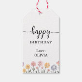 Floral Happy Birthday Cadeaulabel (Voorkant)