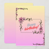 Floral Happy Birthday Card Kaart (Voorkant / Achterkant)
