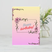 Floral Happy Birthday Card Kaart (Staand voorkant)