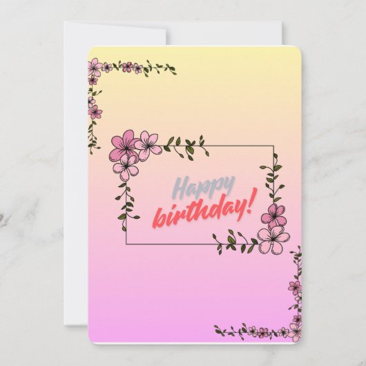 Floral Happy Birthday Card Kaart (Voorkant)