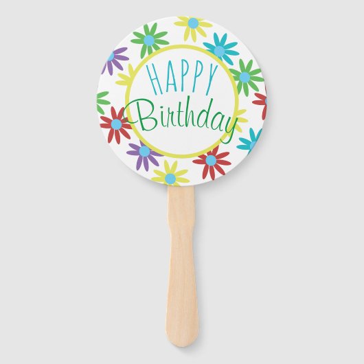 Floral Happy Birthday Hand Fans Handwaaier (Achterkant)