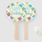 Floral Happy Birthday Hand Fans Handwaaier (Voorkant en achterkant)