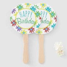 Floral Happy Birthday Hand Fans