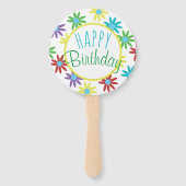 Floral Happy Birthday Hand Fans Handwaaier (Voorkant)