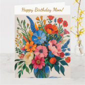  Floral Happy Birthday Kaart (Gele Bloem)
