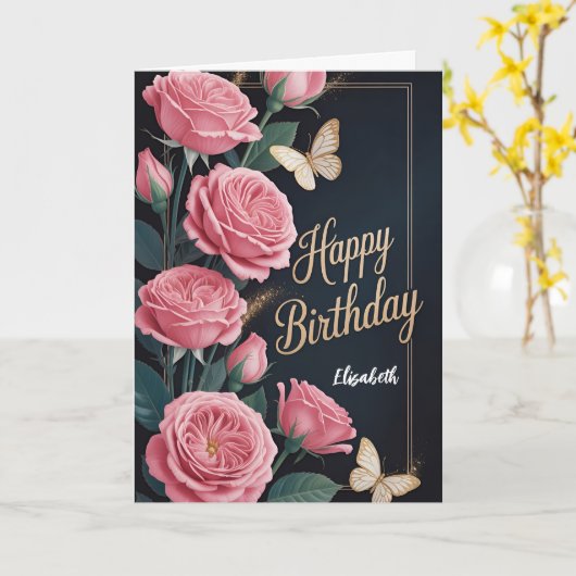 Floral Happy Birthday Kaart (Gele Bloem)