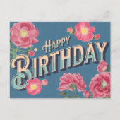  Floral Happy Birthday Kaart (Voorkant)