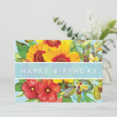 Floral Happy Birthday-kaart Kaart (Staand voorkant)