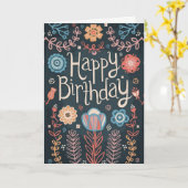 Floral Happy Birthday-kaart Kaart (Gele Bloem)