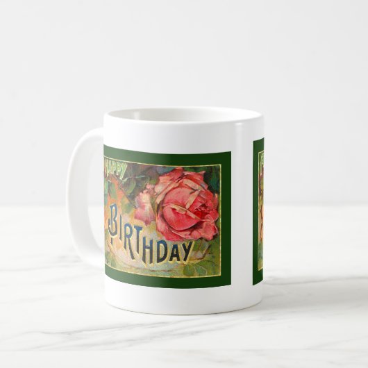  Floral Happy Birthday Koffiemok (Voorkant links)