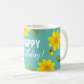 Floral Happy Birthday Koffiemok (Voorkant rechts)