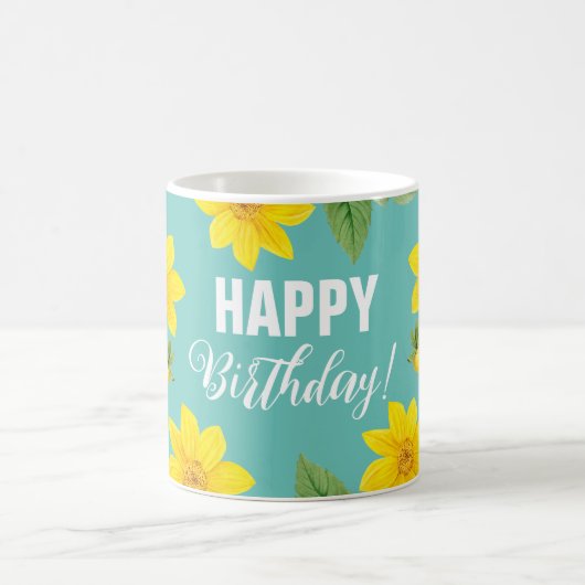 Floral Happy Birthday Koffiemok (Center)