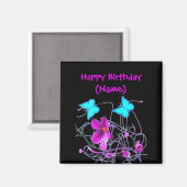 Floral Happy Birthday Magnet (Voorkant / Achterkant)