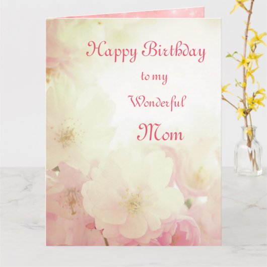 Floral Happy Birthday Mom Kaart (Gele Bloem)