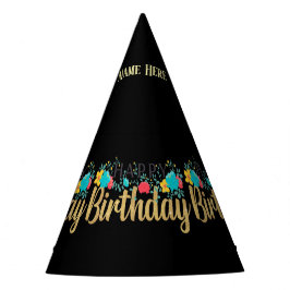 Floral Happy Birthday Naam hier Crafts Supplies Feesthoedjes