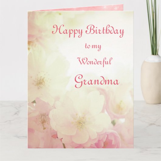 Floral Happy Birthday Oma Kaart (Voorkant)