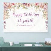 Floral Happy Birthday orchids backdrop banner (Beurs)