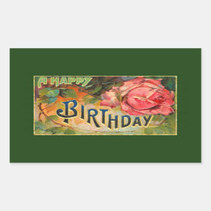 Floral Happy Birthday Rechthoekige Sticker