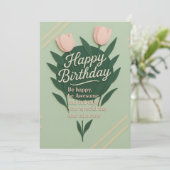 Floral Happy Birthday Wenskaart (Staand voorkant)