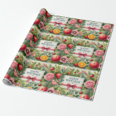 Floral Happy Birthday Wrapping Paper Cadeaupapier (Uitgerold)