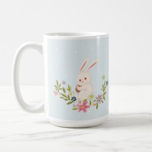Floral Happy Easter Day Event Custom Rabbit Koffiemok (Links)
