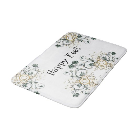 Floral Happy Feet Bathroom Bath Mat (Gekanteld)