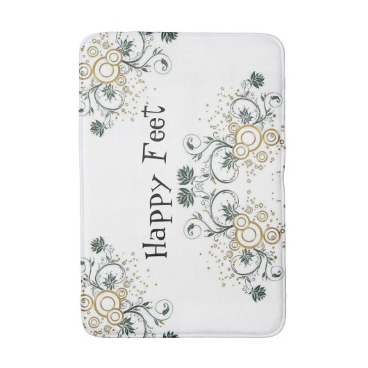Floral Happy Feet Bathroom Bath Mat (Voorkant Verticaal)