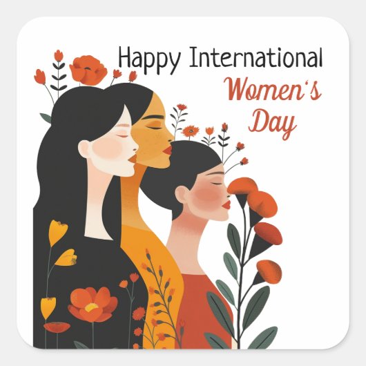 Floral Happy International Women's Day Sticker (Voorkant)