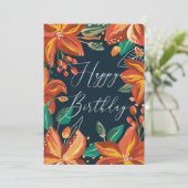 Floral Happy jarig. Rode marinesbloemen. Vrienden (Staand voorkant)