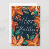 Floral Happy jarig. Rode marinesbloemen. Vrienden (Voorkant / Achterkant)