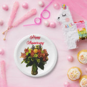 Floral Happy Jubileum Papieren Bordje (Feest)