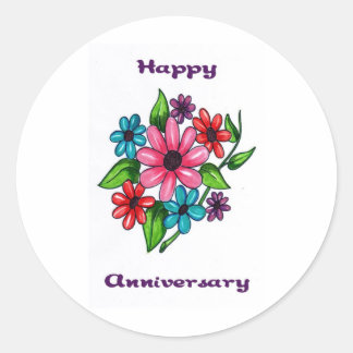 Floral Happy Jubileum Ronde Sticker