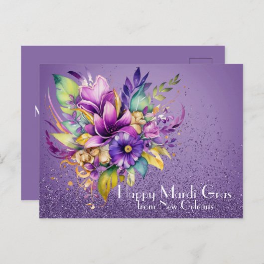 Floral Happy Mardi Gras uit New Orleans Briefkaart (Voorkant / Achterkant)