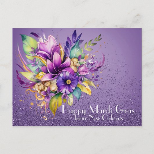 Floral Happy Mardi Gras uit New Orleans Briefkaart (Voorkant)