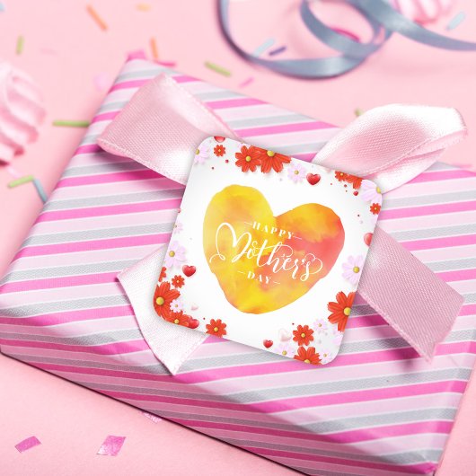 Floral Happy Moederdag, beste mama ooit Vierkante Sticker