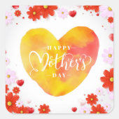 Floral Happy Moederdag, beste mama ooit Vierkante Sticker (Voorkant)
