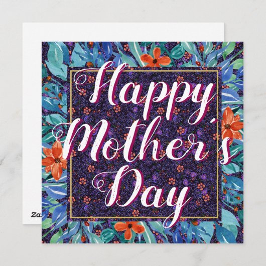 Floral Happy Moederdag Elegant Boho Chic Custom Feestdagenkaart (Voorkant / Achterkant)
