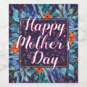 Floral Happy Moederdag Elegant Boho Chic Custom Wijn Etiket (Enkel label)