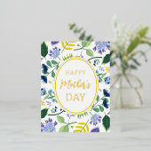 Floral Happy Moederdag Folie Feestdagen Briefkaart (Staand Voorkant)