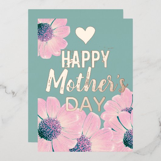 Floral Happy Moederdag Folie Feestdagenkaart (Voorkant / Achterkant)