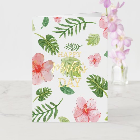 Floral Happy Moederdag Folie Wenskaart (Orchidee)