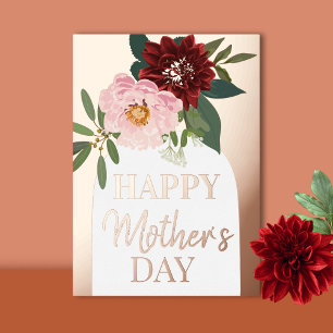 Floral Happy Moederdag Gold Foil Holiday Kaart