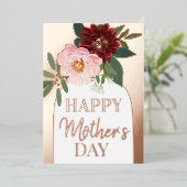 Floral Happy Moederdag Gold Foil Holiday Kaart (Staand Voorkant)