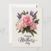 Floral "Happy Moederdag" Groet Briefkaart (Voorkant / Achterkant)