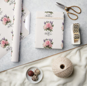 Floral "Happy Moederdag" Groet Cadeaupapier
